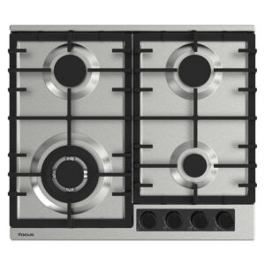 Plaque A Gaz 4 Feux Focus F.8002Xs  Gr Fonte - 50Cm - Avec Thermocouple - Inox