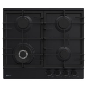 Plaque A Gaz 4 Feux Focus  F.8004Bs Gr Fonte - 60CM - Avec Thermocouple - Noir