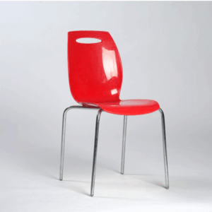 Chaise Bip Chr - Plastique Avec Pieds Métalliques - Rouge