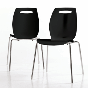Chaise Bip Chr - Plastique Avec Pieds Métalliques - Noir
