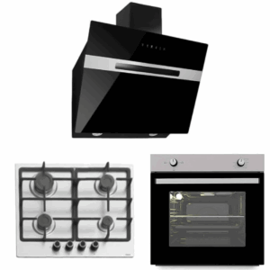 Pack Encastrable Montblanc Four 8 Fonctions + Plaque Fonte + Hotte Deco - Inox
