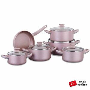 Service De Cuisine 11 Piéces Korkmaz Lina A2604 - En Granite - Rose Gold