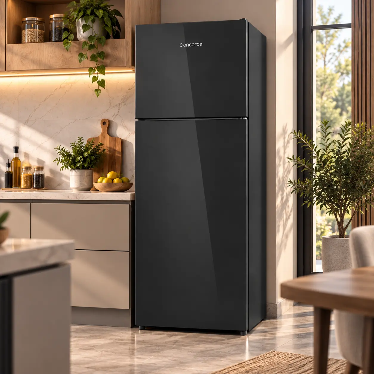 Réfrigérateur CONCORDE 460 Litres Defrost Double Porte Vitro-Black Glass - VTH20-46B – Image 2